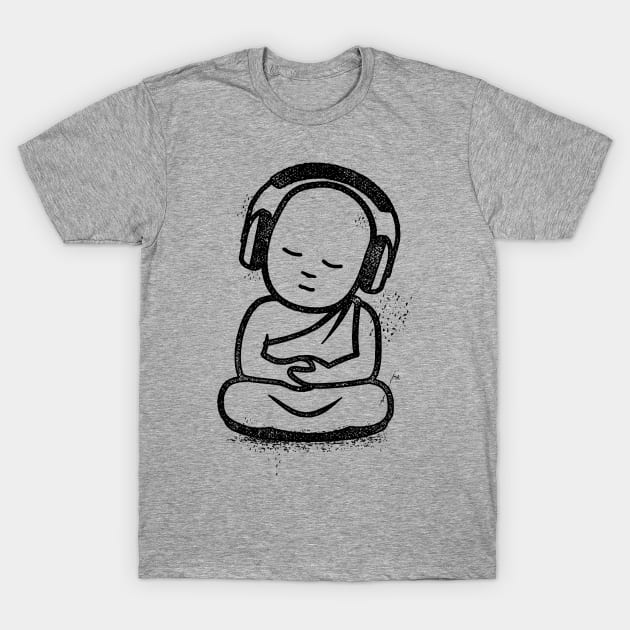 Buddha Headphones - Buddhist Monk DJ T-Shirt by propellerhead